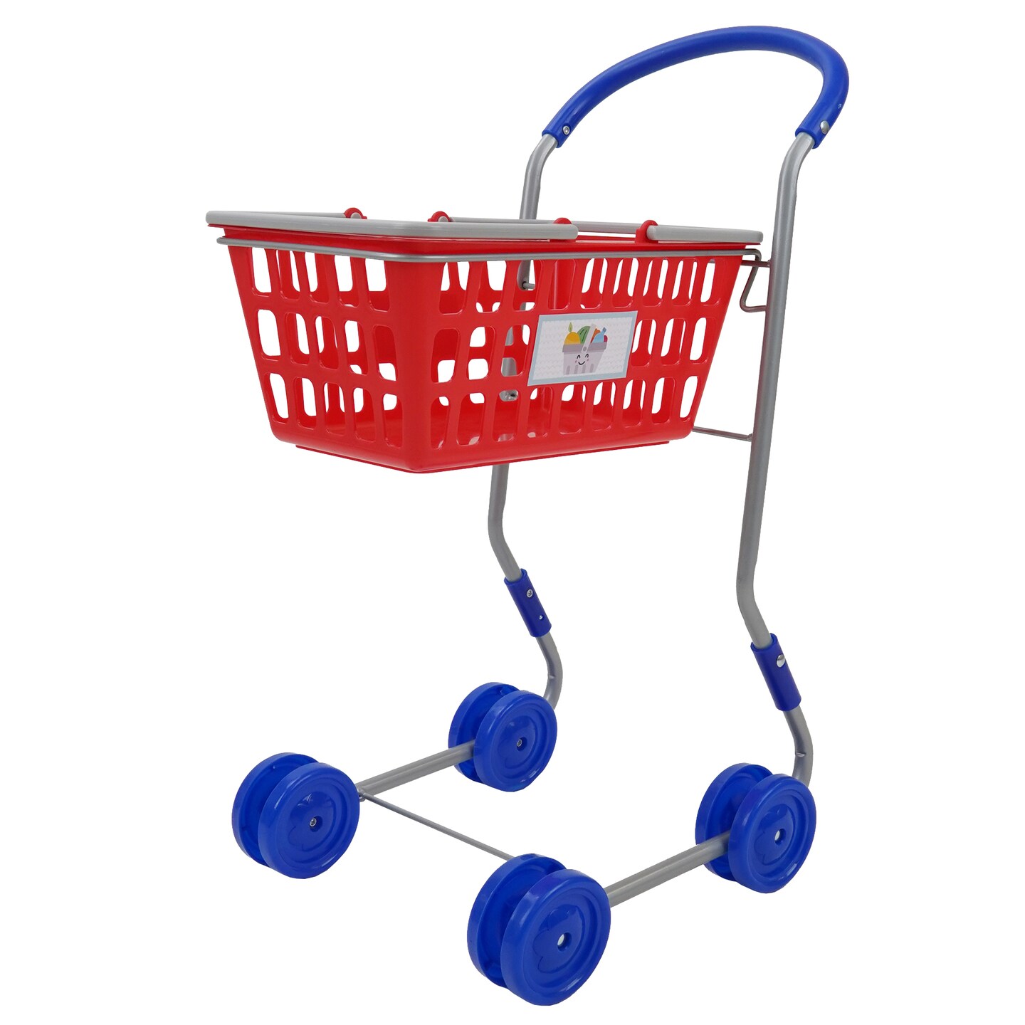 2-in-1 Red Shopping Cart - Kids Pretend Play, Converting Shopping Cart &#x26; Basket, Ages 3+