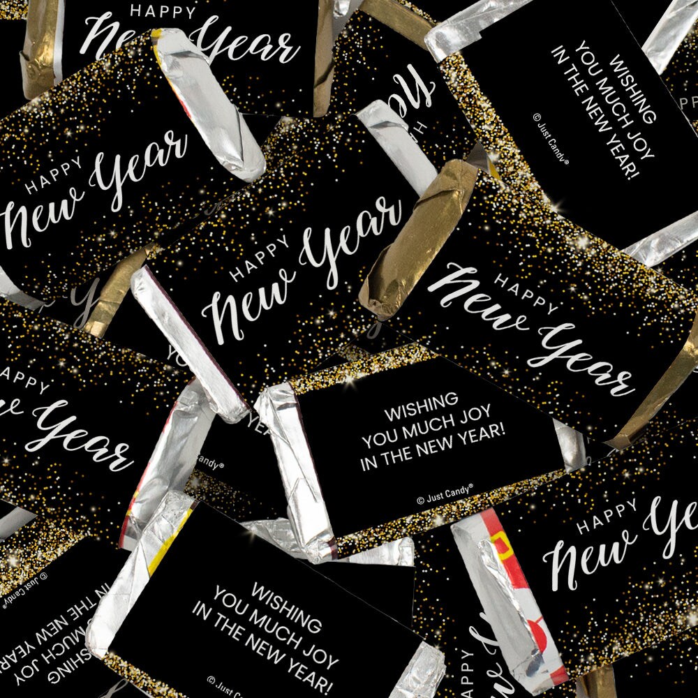 440 Pcs New Years Eve Party Candy Mix - Assorted Wrapped Miniatures, Silver Foiled Milk Chocolate Kisses & Gold Foiled Peanut Butter Cups (6.5lb)