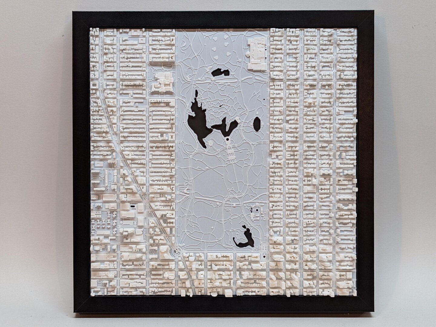 3D NYC Central Park South Half Map | Framed Central Park Art | 3D