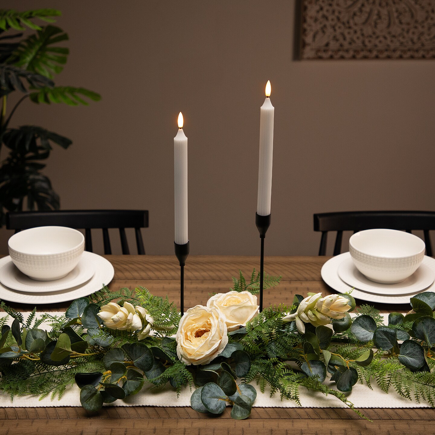 Northlight LED Flickering Flameless Taper Church-Top Christmas Candles - 9.75&#x22; - White - Set of 2