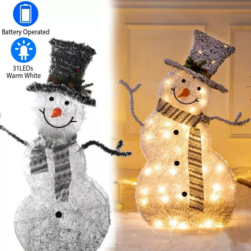 Battery Operated LED Christmas Snowman Light Indoor Outdoor Garden lamp Decor