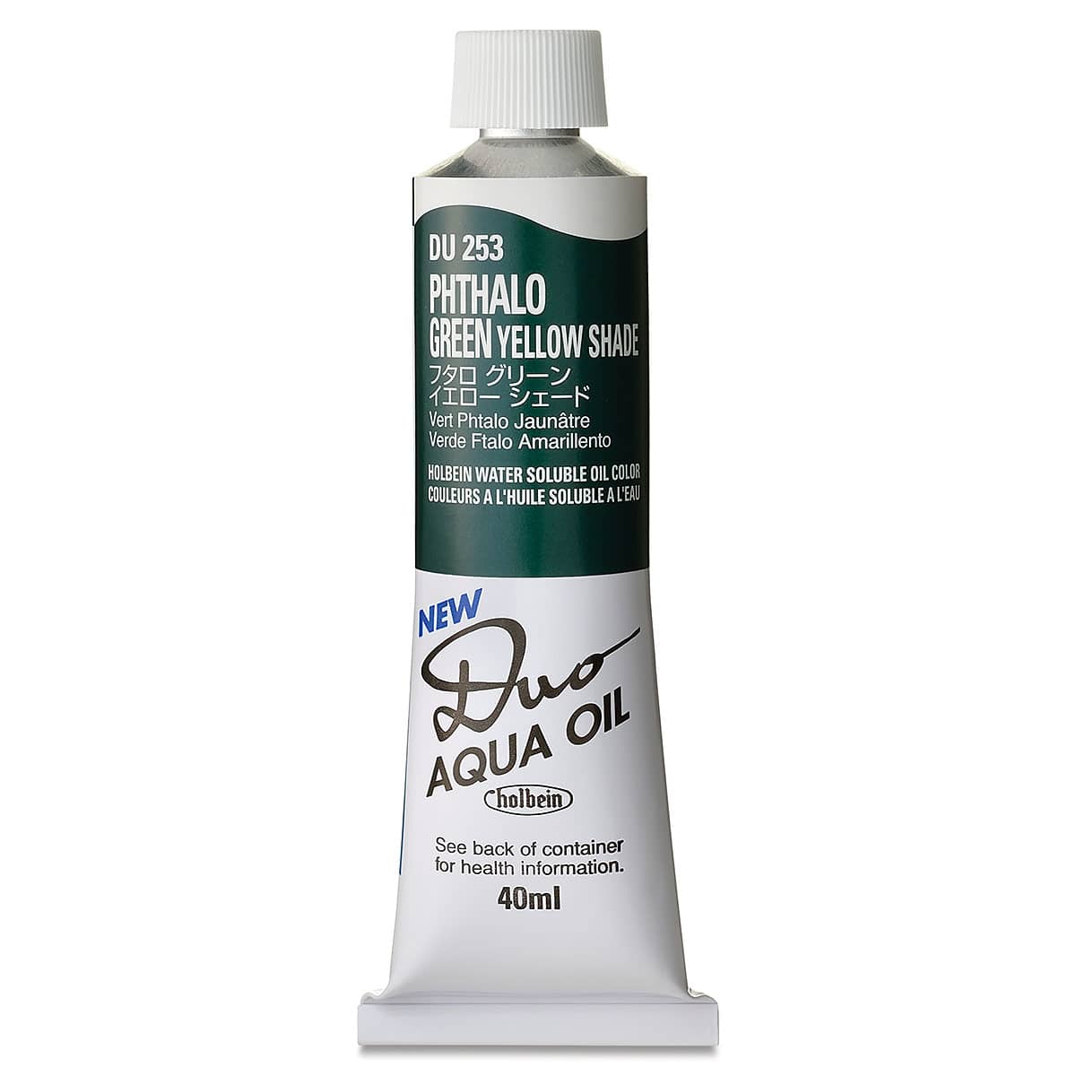 Holbein Duo Aqua Water Soluble Oils - Phthalo Green Yellow Shade, 40 ml tube