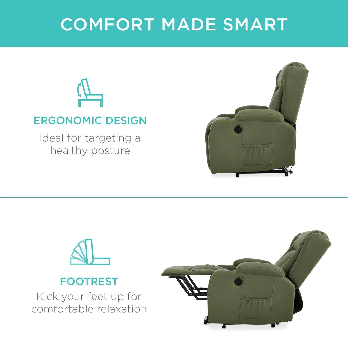 Best Choice Products Electric Power Lift Recliner Massage Chair Furniture w/ USB Port, Heat, Cupholders