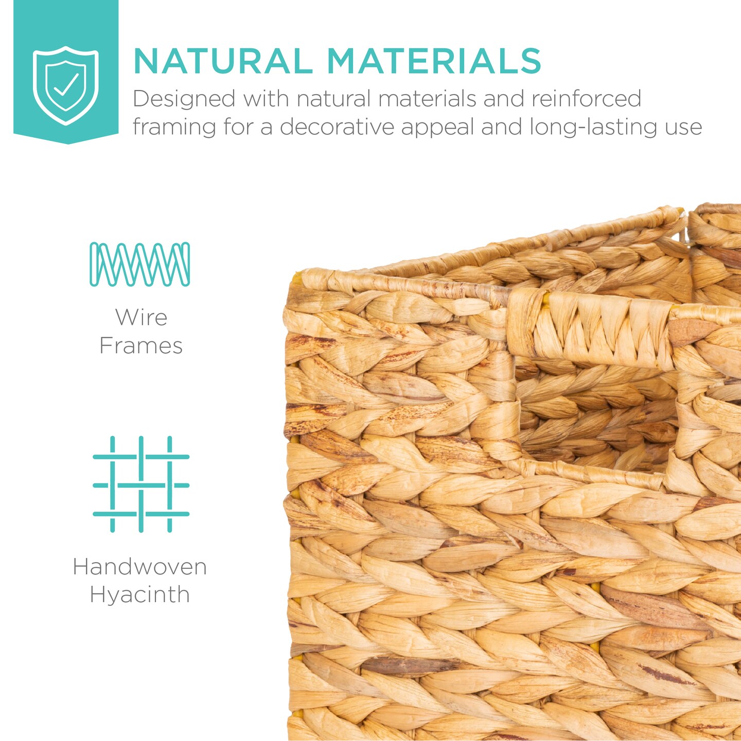 Best Choice Products 12x12in Hyacinth Baskets, Set of 5 Multipurpose Collapsible Organizers w/ Inserts