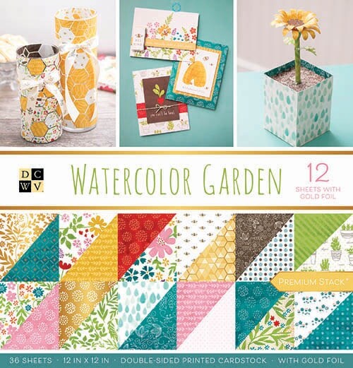 DCWV Double-Sided Cardstock Stack 12"X12" 36/Pkg-Watercolor Garden, 18 Designs/2 Each