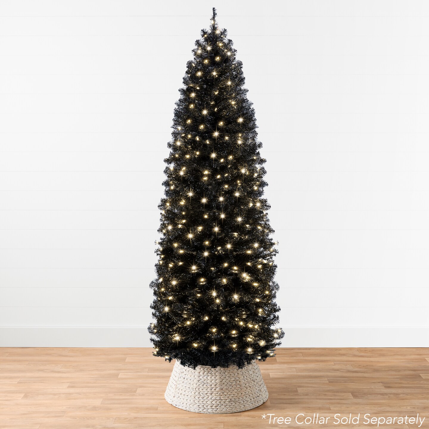 Best Choice Products Pre-Lit Black Artificial Christmas Tree, Holiday Pencil Tree w/ Metal Base