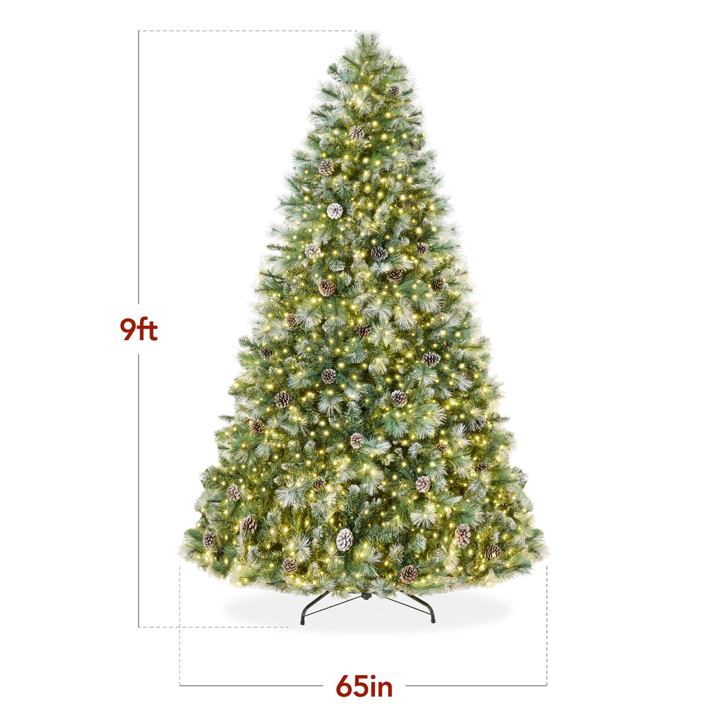 Best Choice Products Pre-Lit Frosted Scotch Pine Christmas Tree w/ 2-In-1 LED Lights