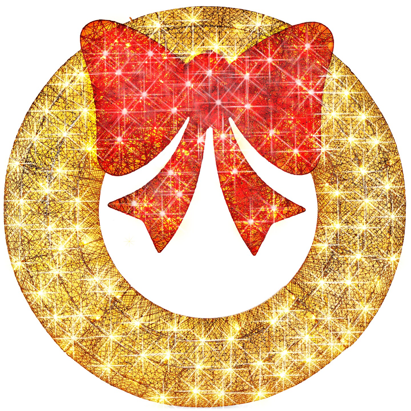 Best Choice Products 36in Pre-Lit Outdoor Christmas Wreath, LED Metal Holiday D&#xE9;cor w/ 120 Lights, Bow