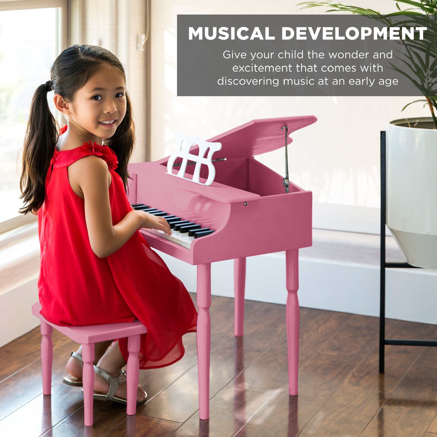Best Choice Products Kids Classic 30-Key Mini Piano w/ Lid, Bench, Folding Music Rack, Song Book, Stickers
