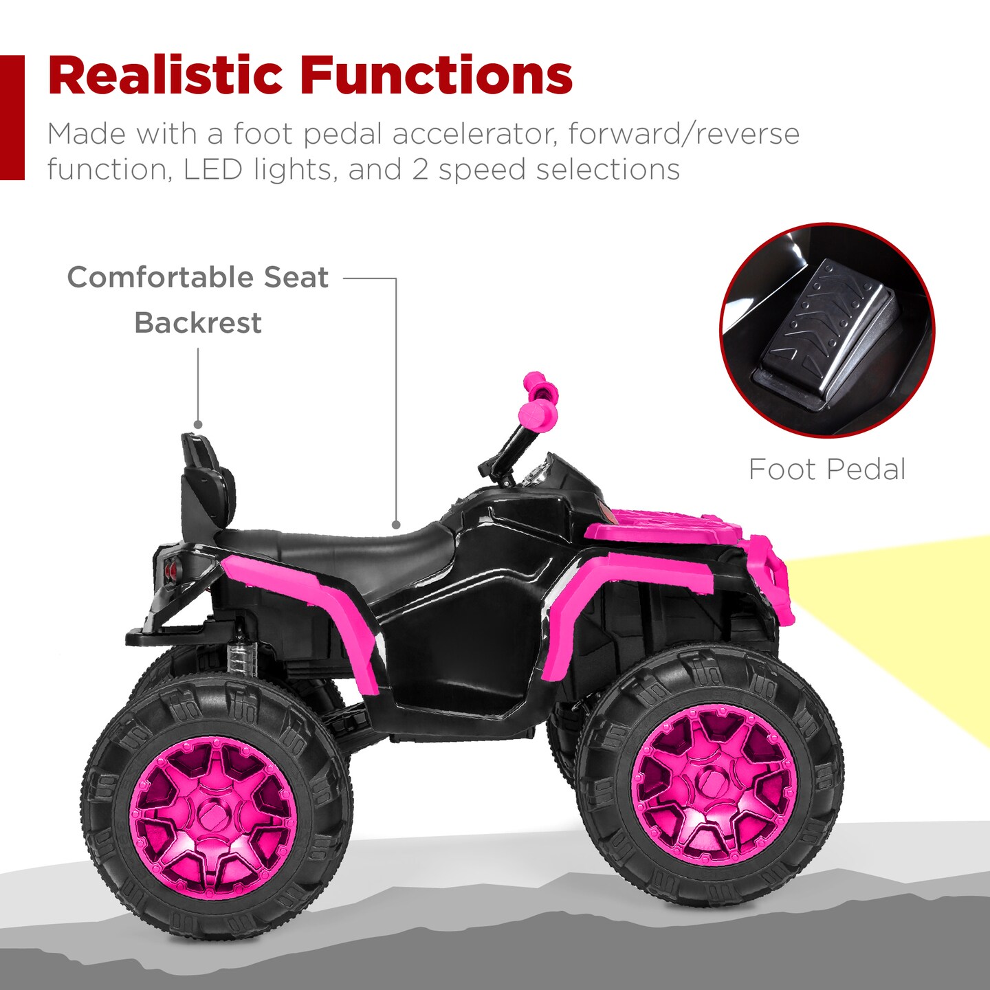 Best Choice Products 12V Kids Ride-On ATV Quad w/ Bluetooth, 3.7mph Max, Treaded Tires, LED Lights, Radio