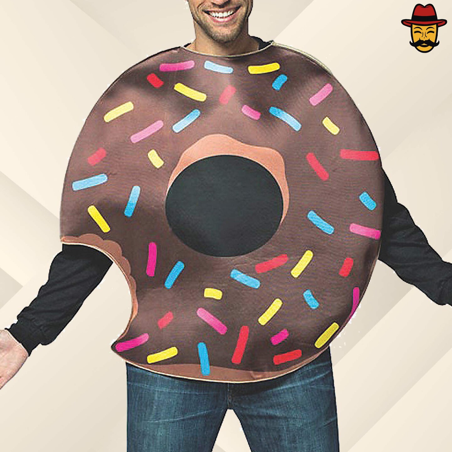 Adult Doughnut with Bite Costume Funny Pastry Tunic Sprinkles Halloween Party Outfit