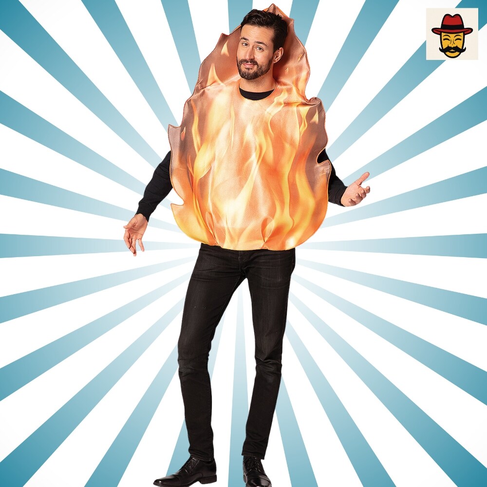 Flaming Fire Adult Costume Funny Flame Tunic Outfit for Halloween