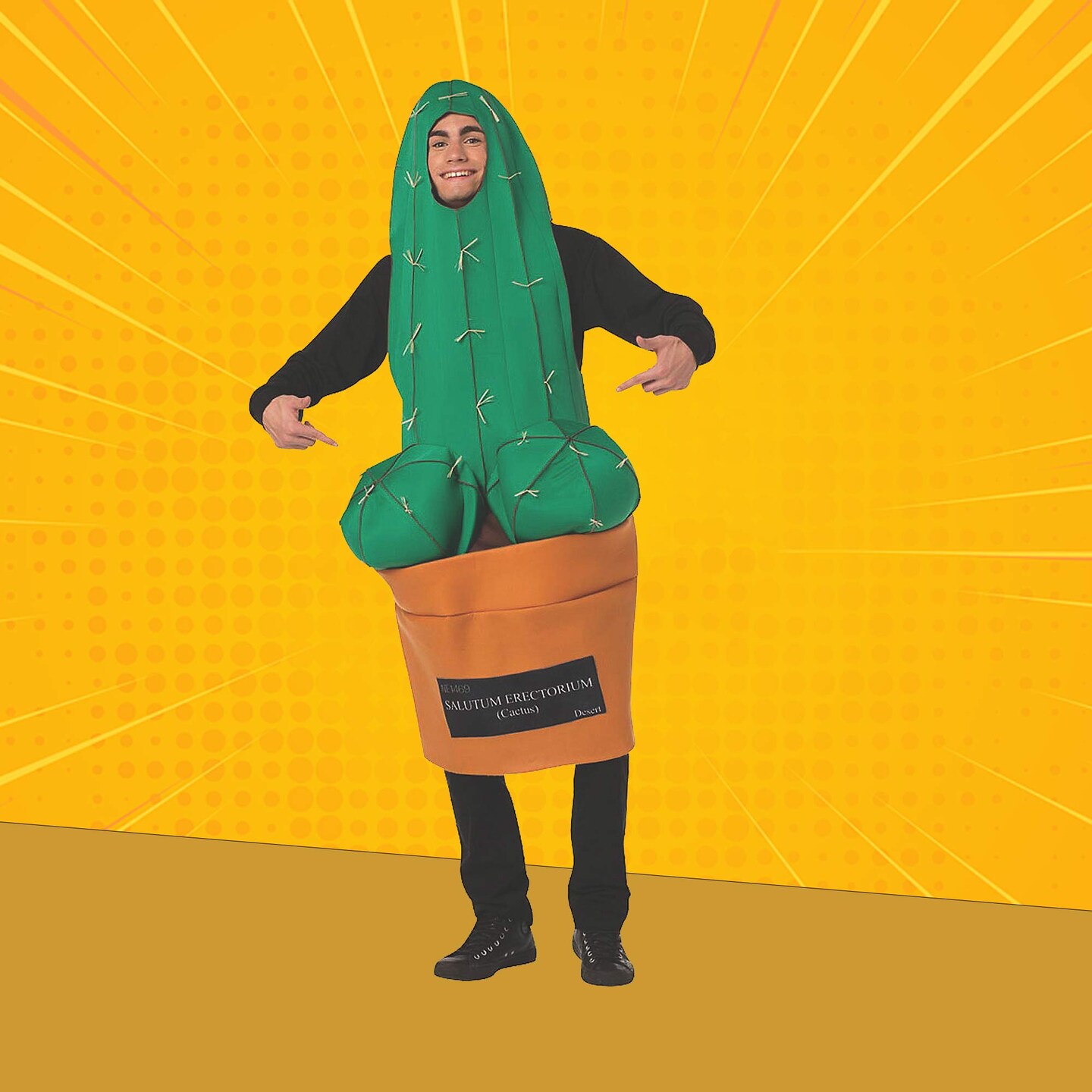 Funny Happy Cactus Adult Costume Tunic for Halloween Parties and Events