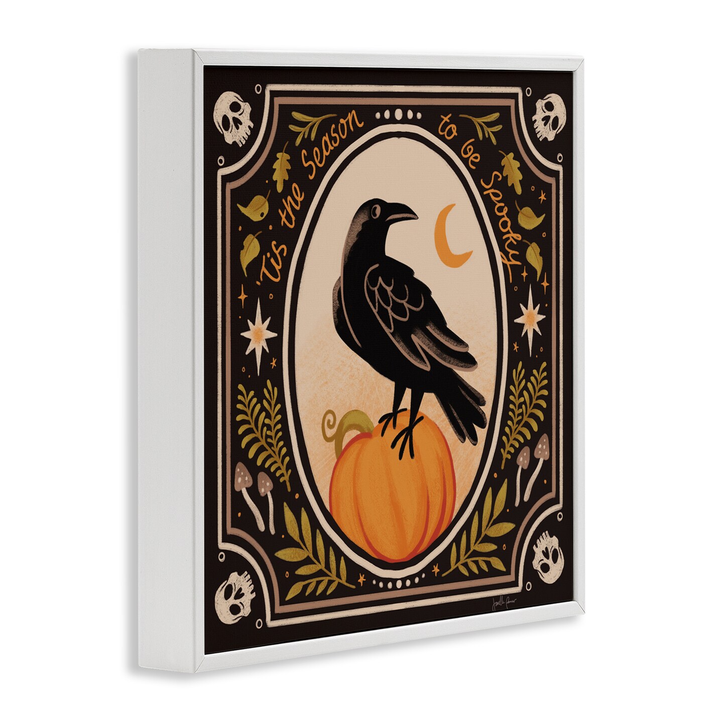 Spooky Season Black Crow Framed Giclee Art