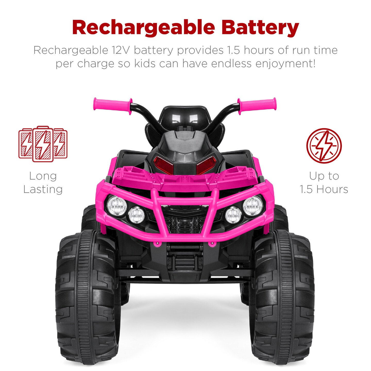 Best Choice Products 12V Kids Ride-On ATV Quad w/ Bluetooth, 3.7mph Max, Treaded Tires, LED Lights, Radio