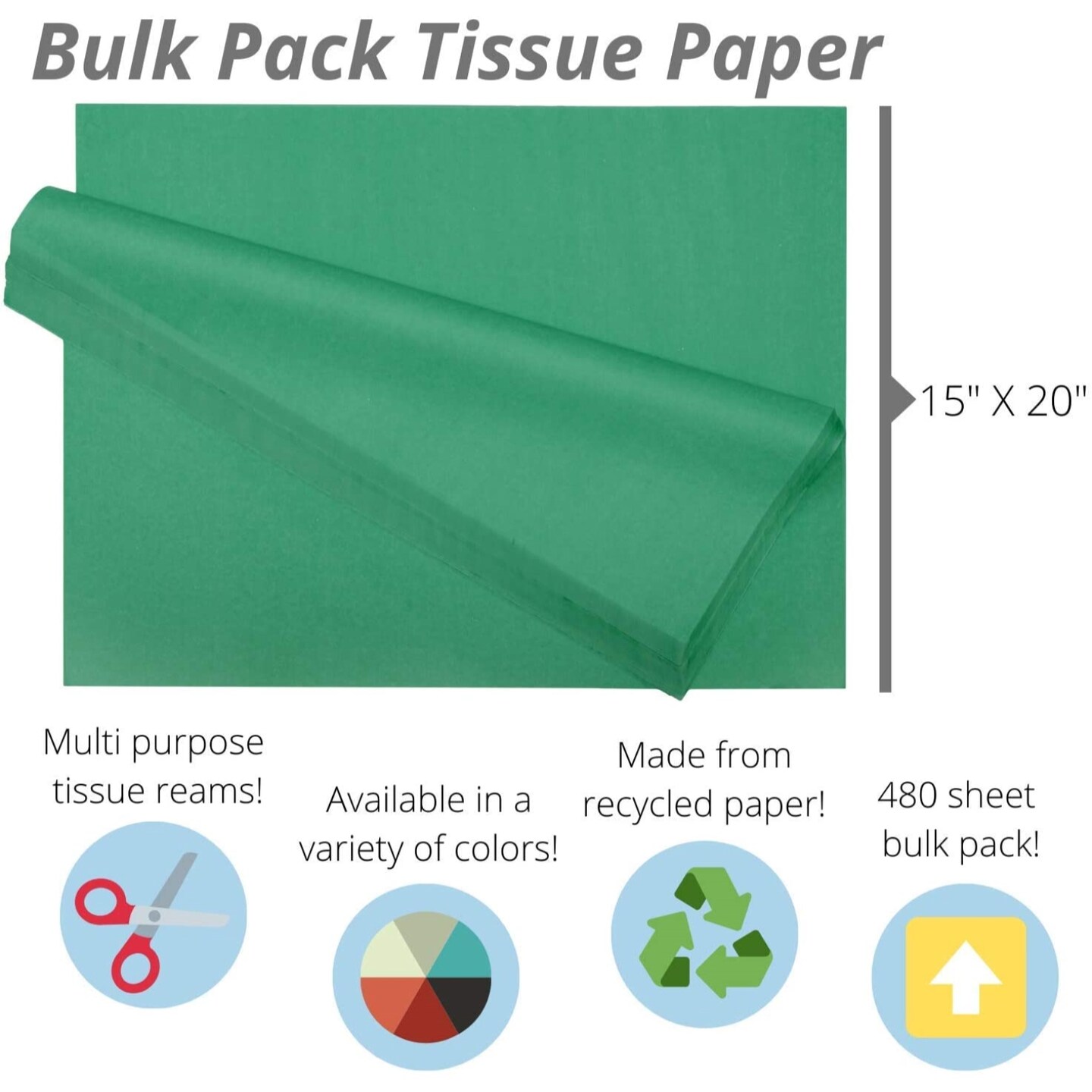 Tissue Paper for Gift Bags - 15&#x22; x 20&#x22;  Bulk Tissue Paper Dark Blue 480 Sheets - 10lb Newsprint for Packing, Birthday Gift Box Filler, Packing Supplies for Moving Supplies 