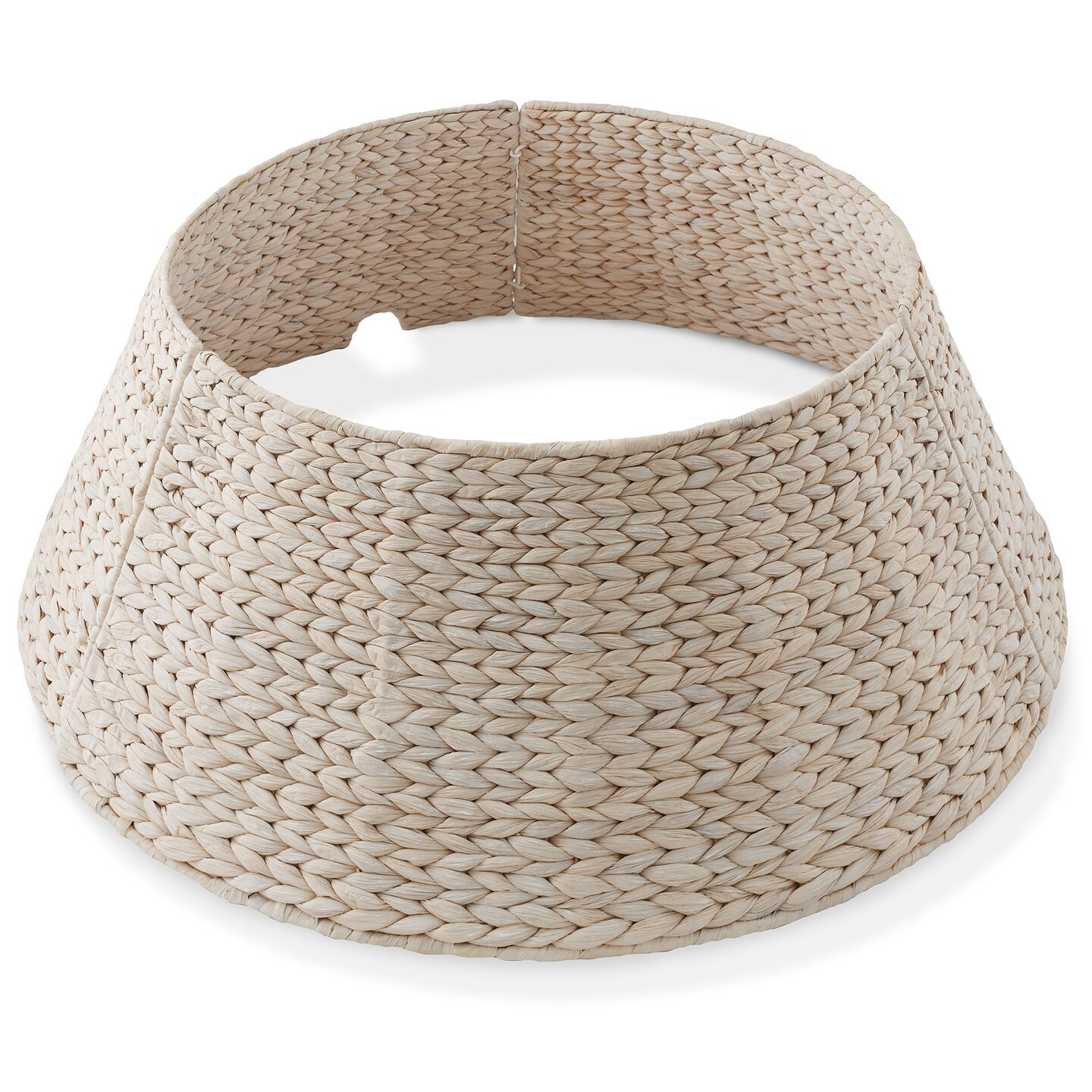 Casafield Christmas Tree Collar, Woven Water Hyacinth Tree Base Cover with Cord Cut Out