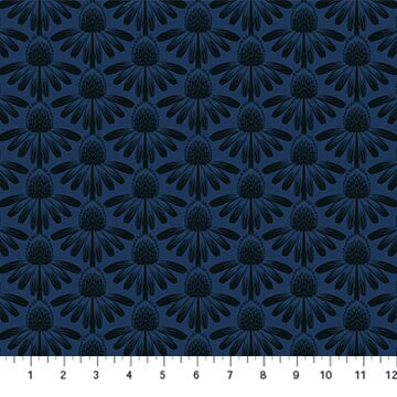 Fabric Northcott Anna Maria Night Coneflower Indelible by the Quarter Yard AMT1001-86L