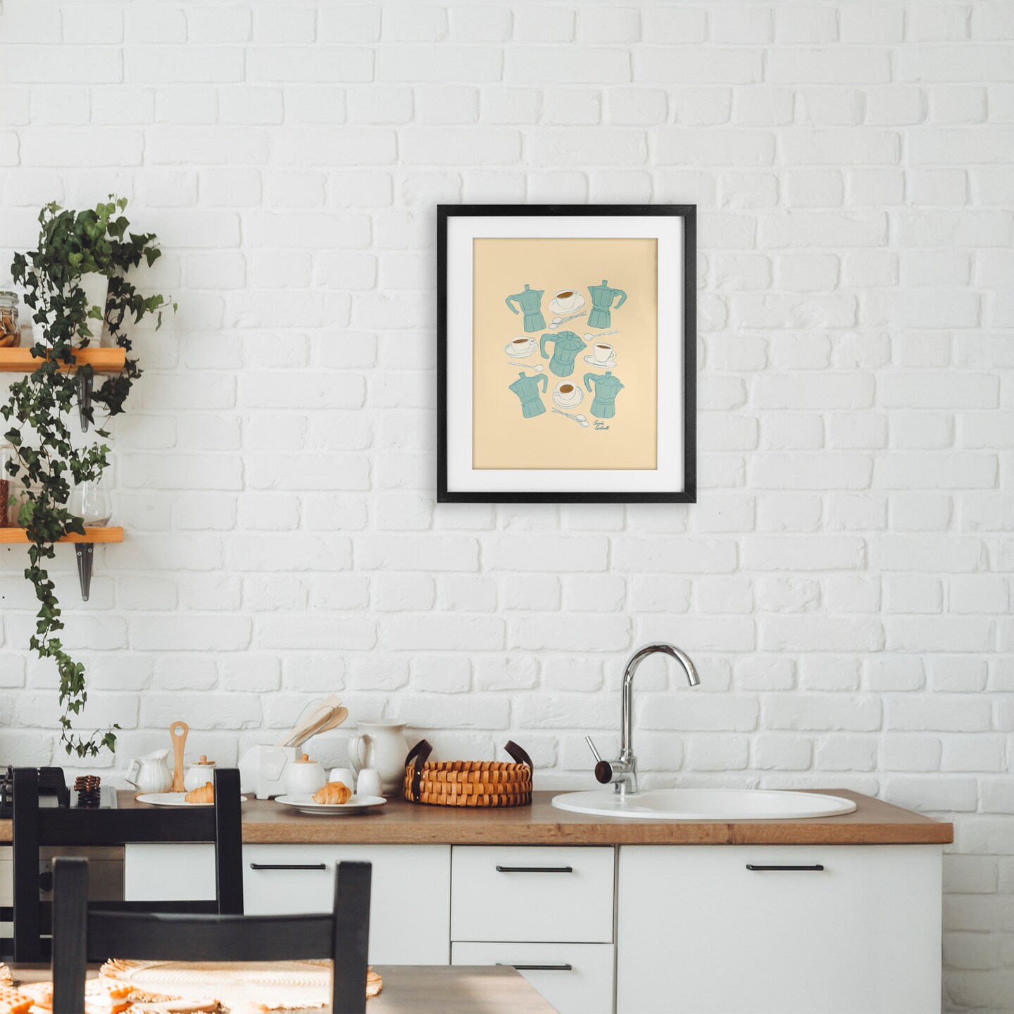 Stupell Industries Espresso & Moka Pots Framed Print Under Glass, design by Carrie Cantwell