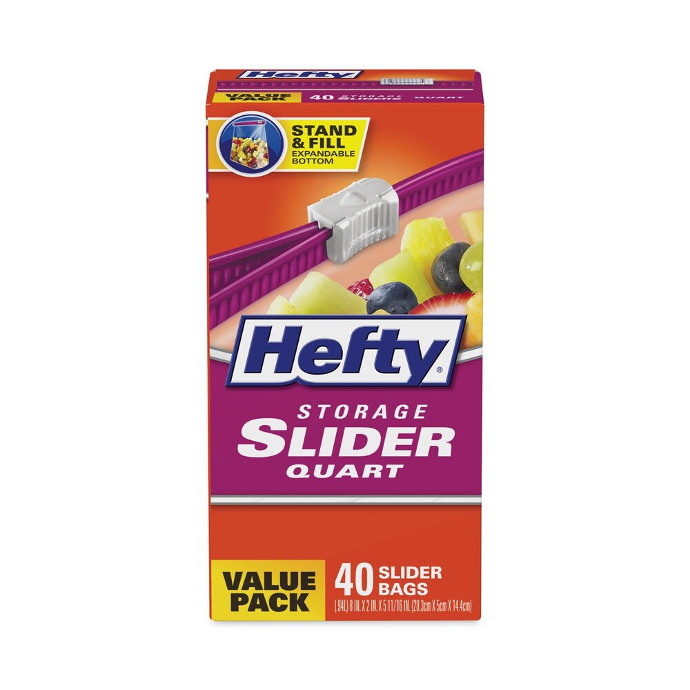 Hefty 1 qt. 1.5 mil. 8 in. x 7 in. Slider Bags - Clear (40/Box)