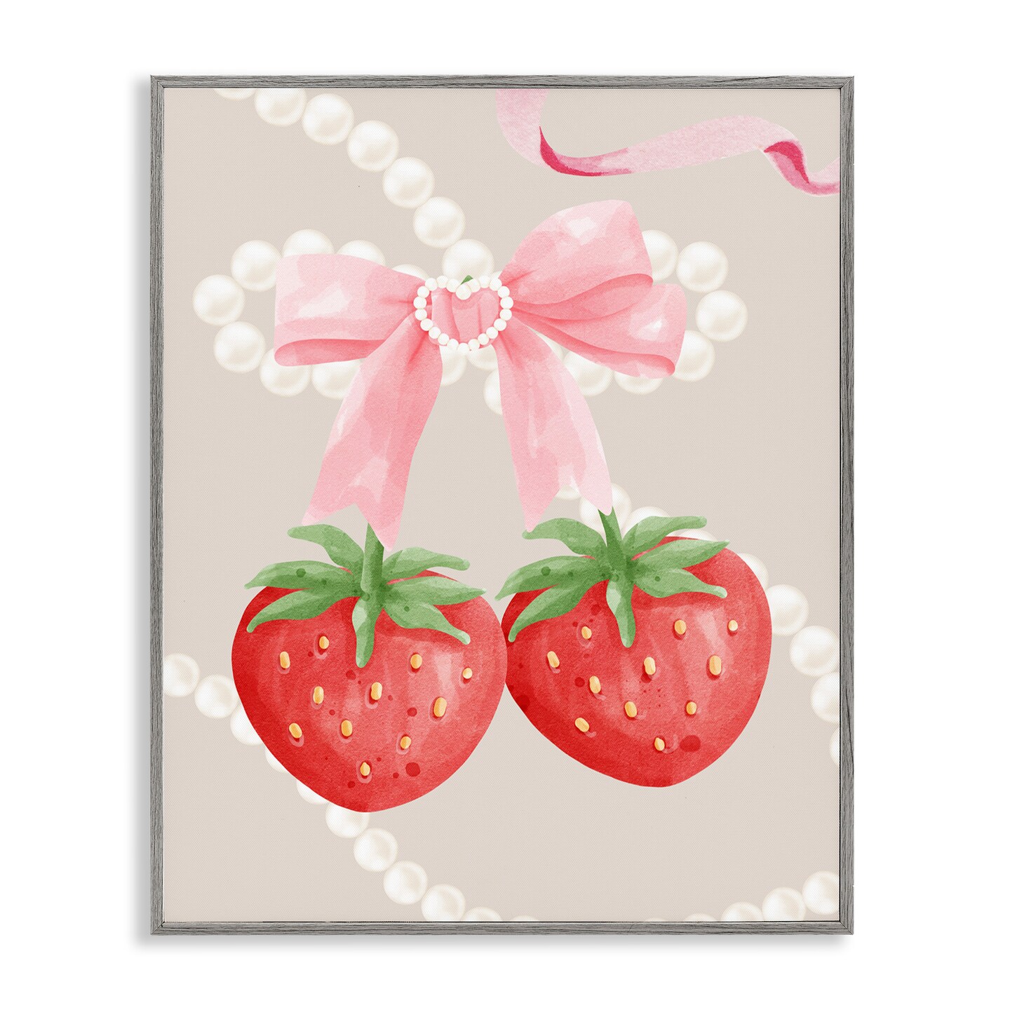 Stupell Industries Feminine Strawberry Pearls Framed Giclee, design by Jesse Keith
