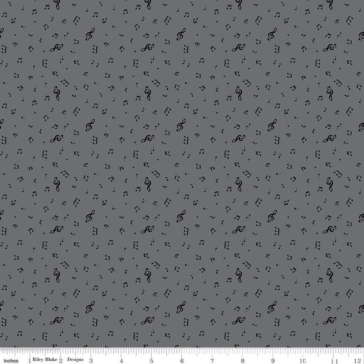 Fabric Riley Blake Gray Notes Blackout by the Quarter Yard C16242-GRAY