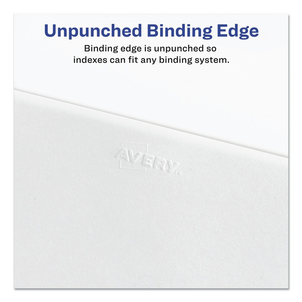 Avery 11 in. x 8.5 in. 26-Tab E Avery Style Preprinted Legal Exhibit Side Tab Index Dividers - White (25/Pack)