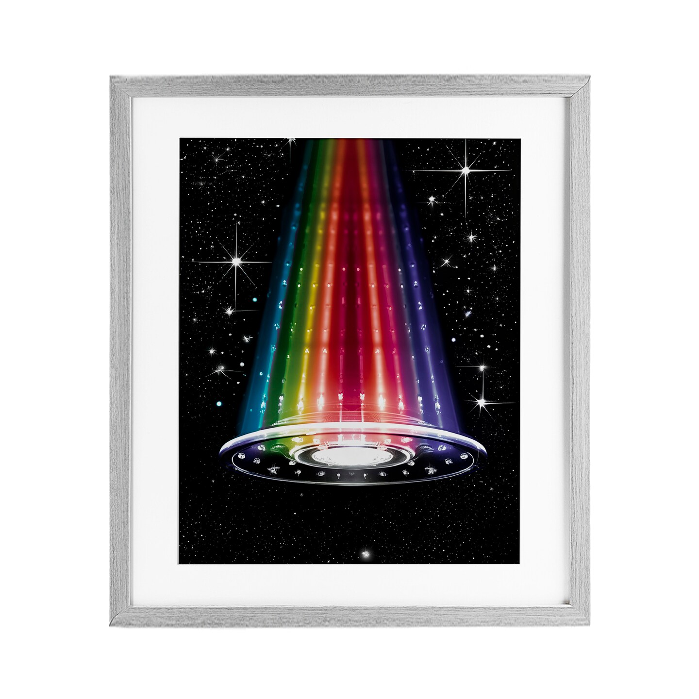 Stupell Industries Rainbow Galaxy UFO Framed Print Under Glass, design by Sasha