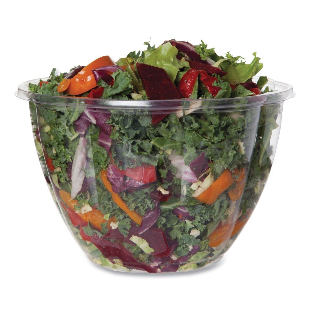 Eco-Products 48 oz. 6.69 in. Diameter x 4.38 in. Height Plastic Salad Bowls - Clear (300/Carton)
