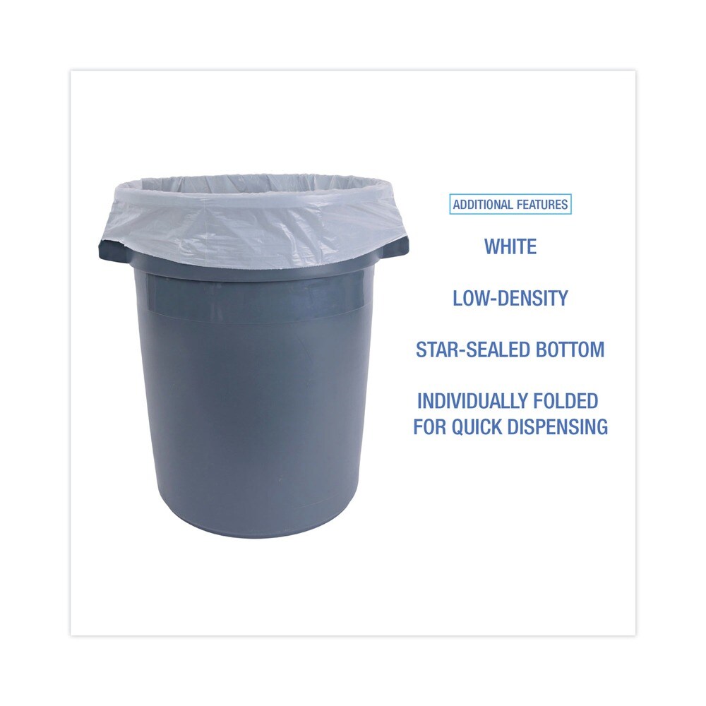 Boardwalk 33 in. x 39 in. 33 gal. 0.9 mil Linear Low Density Industrial Can Liners - White (100/Carton)