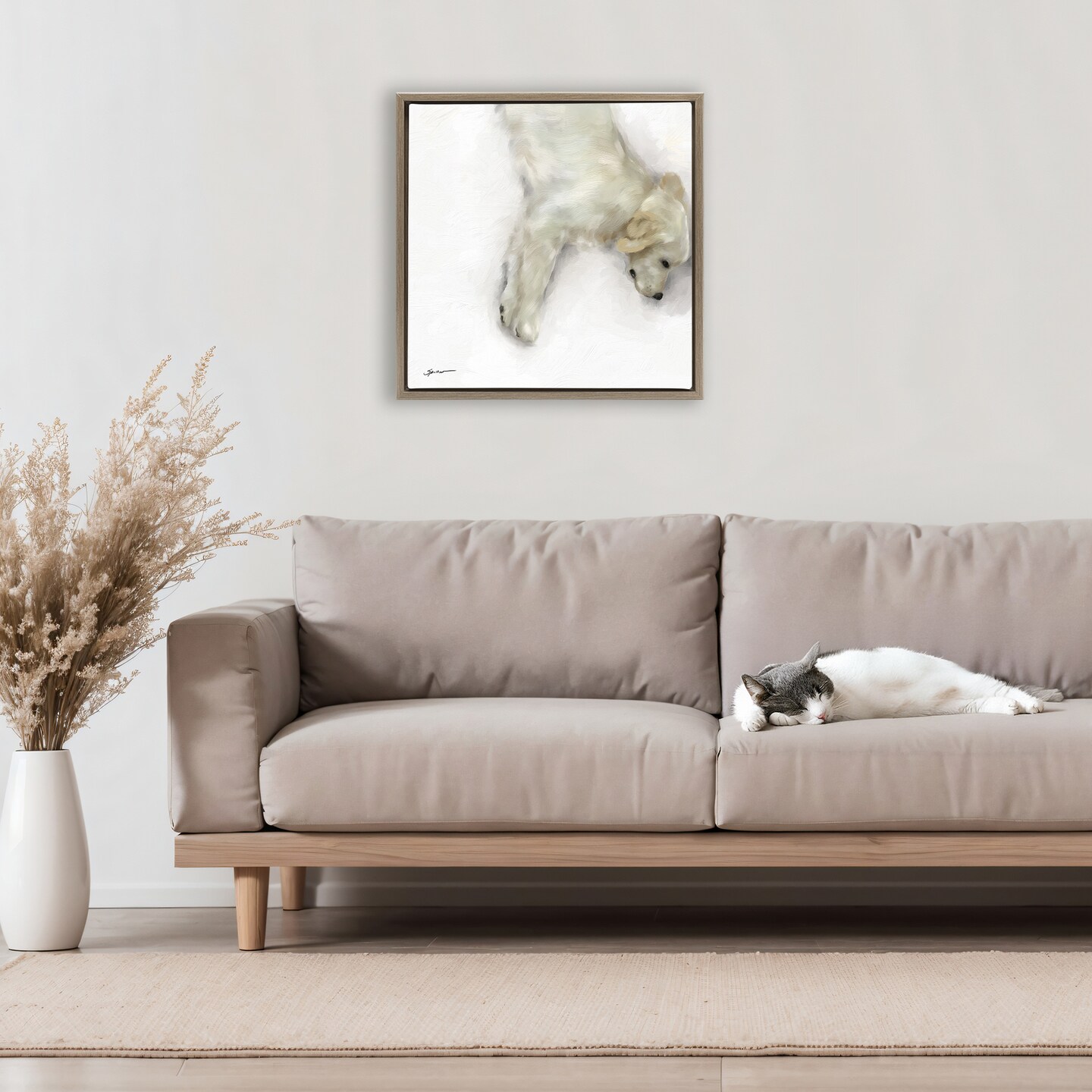 Stupell Industries Sweet Cream Sleeping Puppy Floating Frame, design by Mary Sparrow