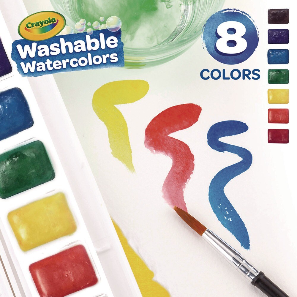 Crayola Washable Watercolor Paint Palette Tray - 8 Assorted Colors