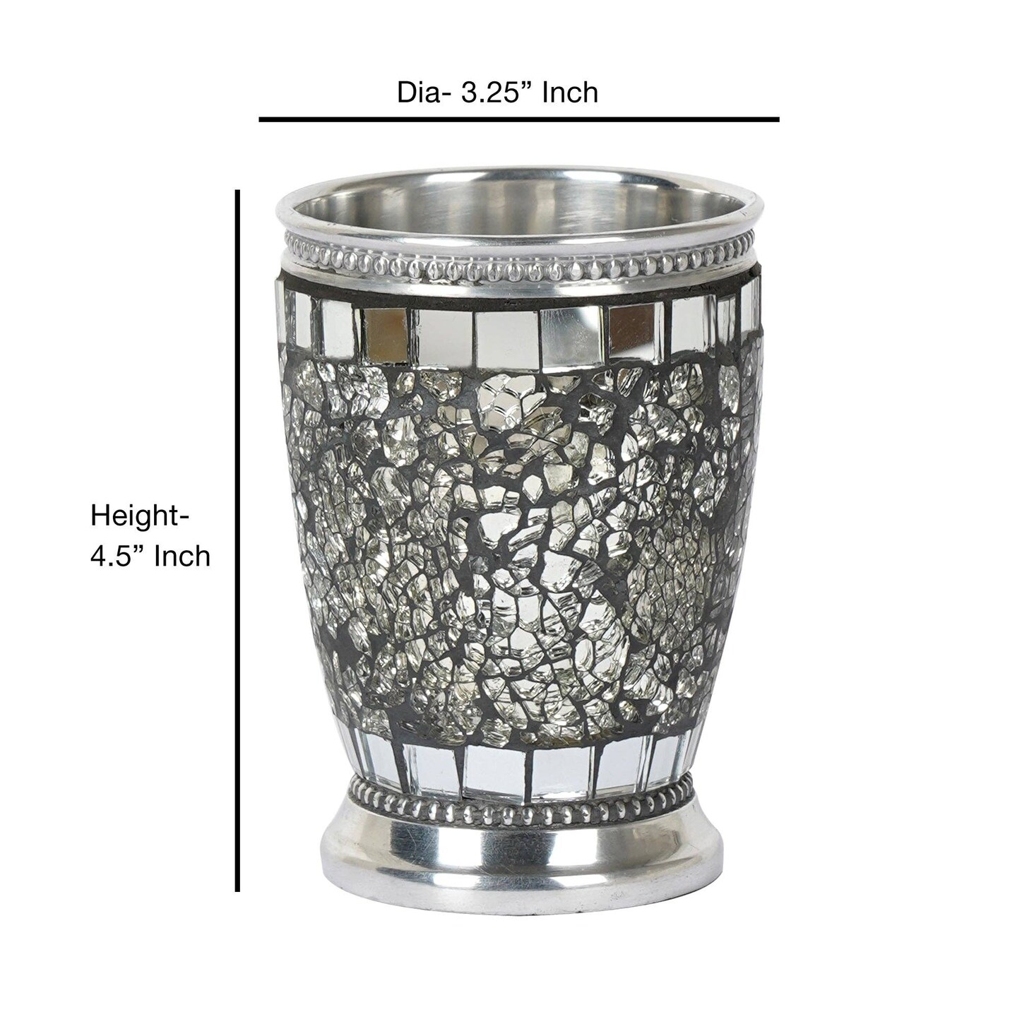 Bathroom Tumbler Cup | Decorative Rinse Cup,Drinking Glass,Toothbrush & Makeup Brush Holder for Vanity Countertops,Sink & Desk | Ice Mosaic