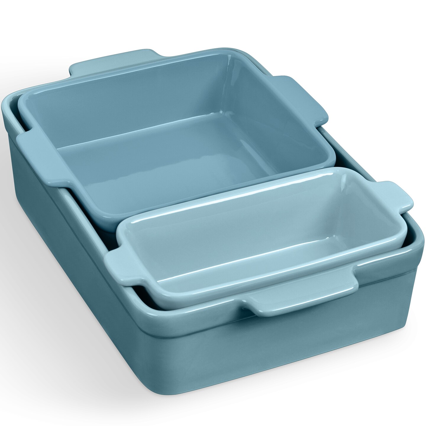 Best Choice Products Ceramic Bakeware Set of 3 Casserole, Loaf, and Square Dishes w/ Handles