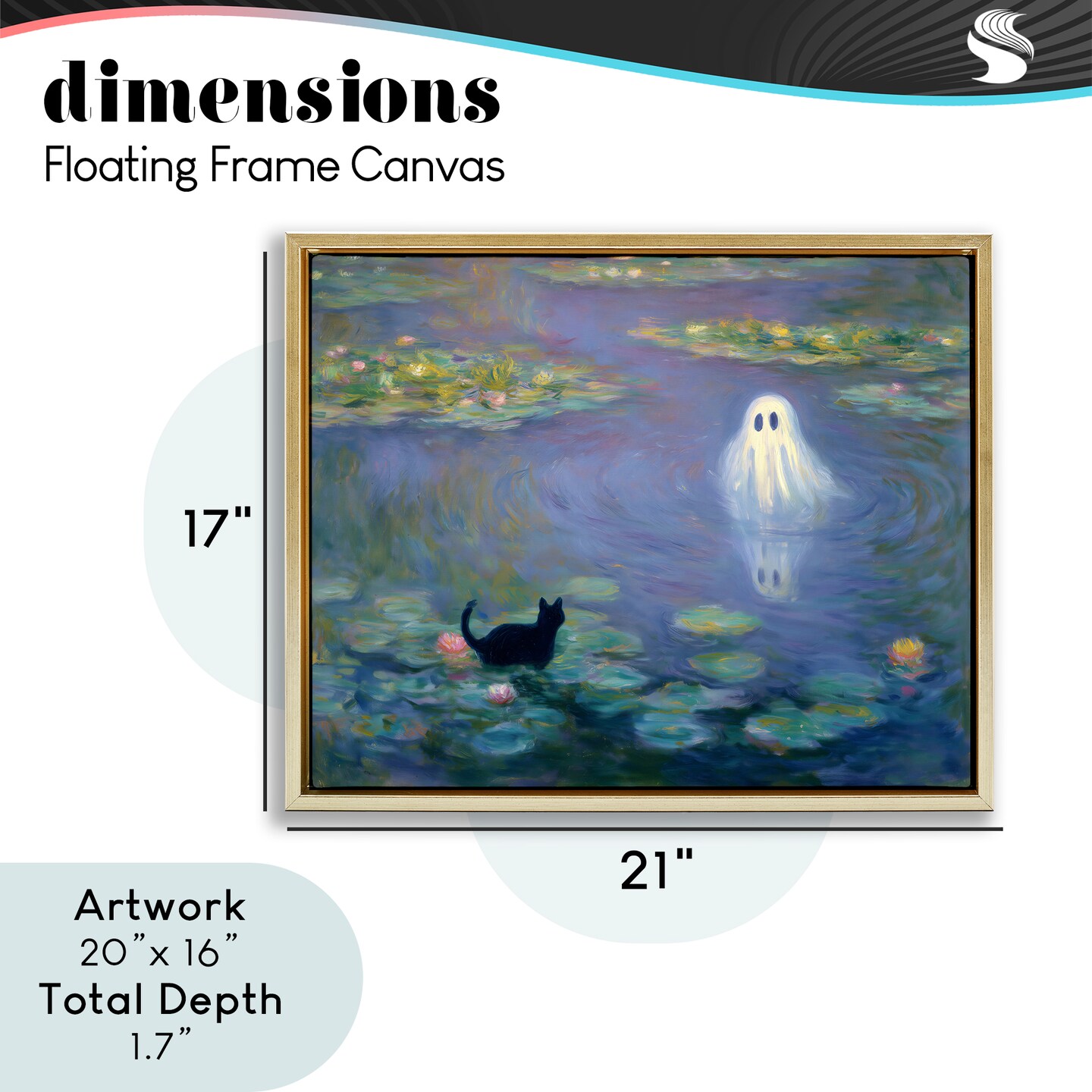 Stupell Industries Water Lilies with Ghost & Kitty Floating Frame, design by Arlington Prints