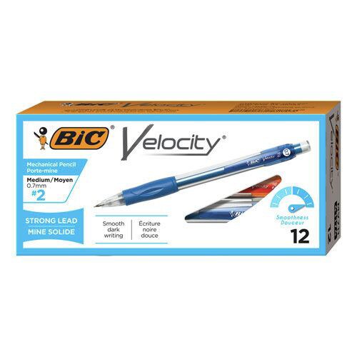 BIC 0.7 mm HB (#2) Velocity Original Mechanical Pencil - Black Lead, Blue Barrel (1-Dozen)