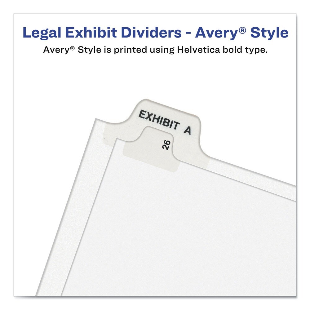 Avery 11 in. x 8.5 in. 26-Tab D Avery Style Preprinted Legal Exhibit Side Tab Index Dividers - White (25/Pack)