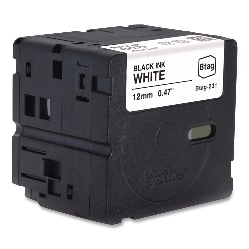 Brother P-Touch 0.47 in. x 13.1 ft. Genuine P-Touch BTAG Label Tapes - Black on White