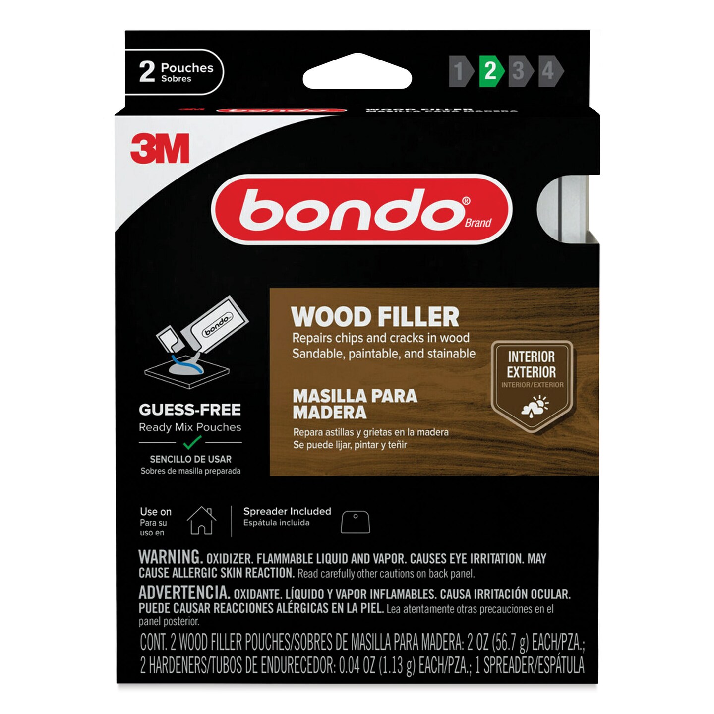 Bondo Wood Filler Ready Mix Pouches - Pkg of 2, 2 oz