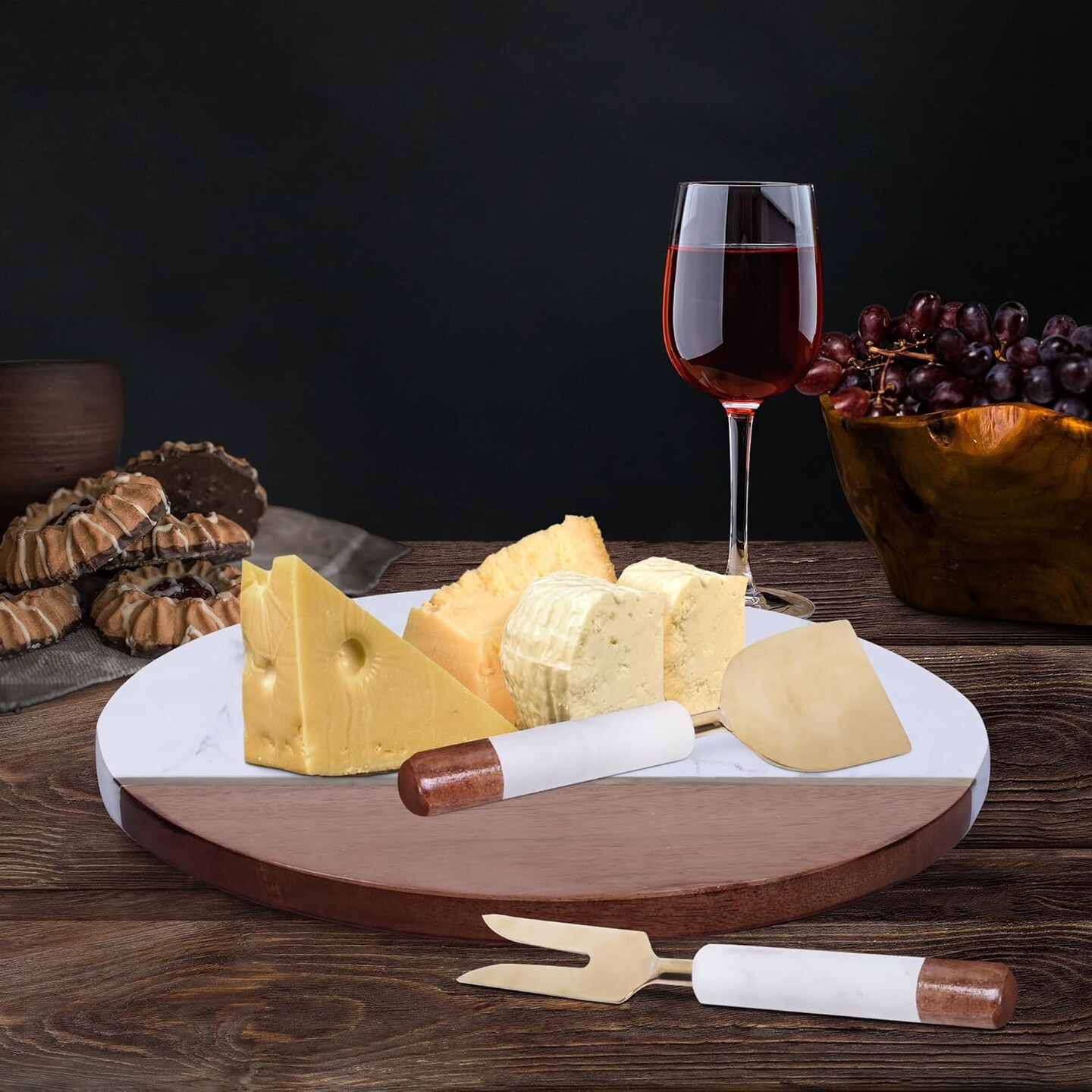 LuxeDesigns Cheese Board and Cheese Knife Set - Thumbnail 4