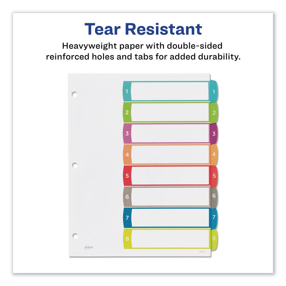 Avery 1 - 8 Tab 11 in. x 8.5 in. Customizable TOC Ready Index Divider Set - Multicolor (1 Set)