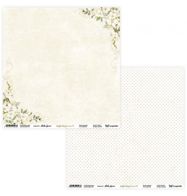 ScrapAndMe “Simple Story 3 – Beige” 12x12 Scrapbook Paper Pack | 5 Double-Sided Sheets | Neutral Floral Designs