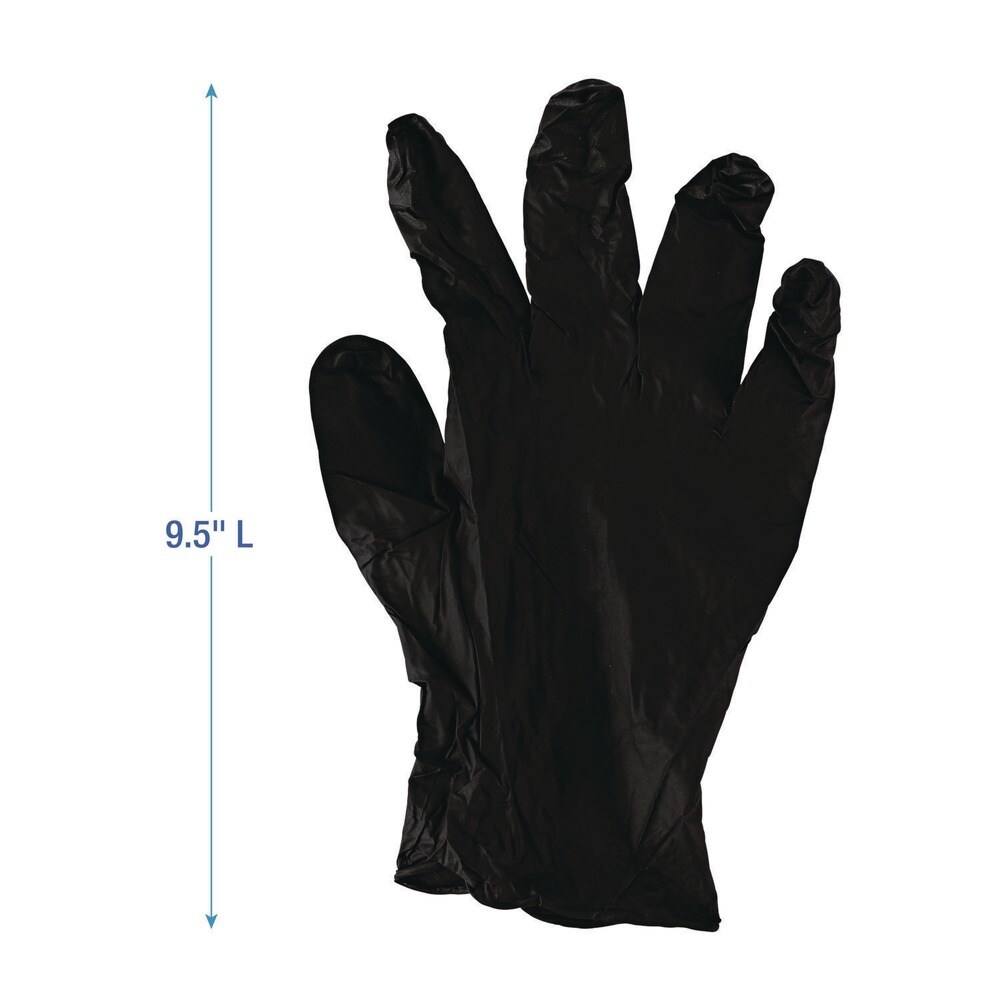 Boardwalk 396 Series 9.5 in. Long 4.4 mil. Thick Powder-Free Disposable General-Purpose Nitrile Gloves - X-Small Black (100/Box)