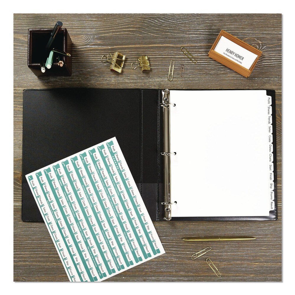 Avery 11 in. x 8.5 in. 12-Tab Index Maker EcoFriendly Print and Apply Clear Label Dividers - White (5 Sets/Pack)