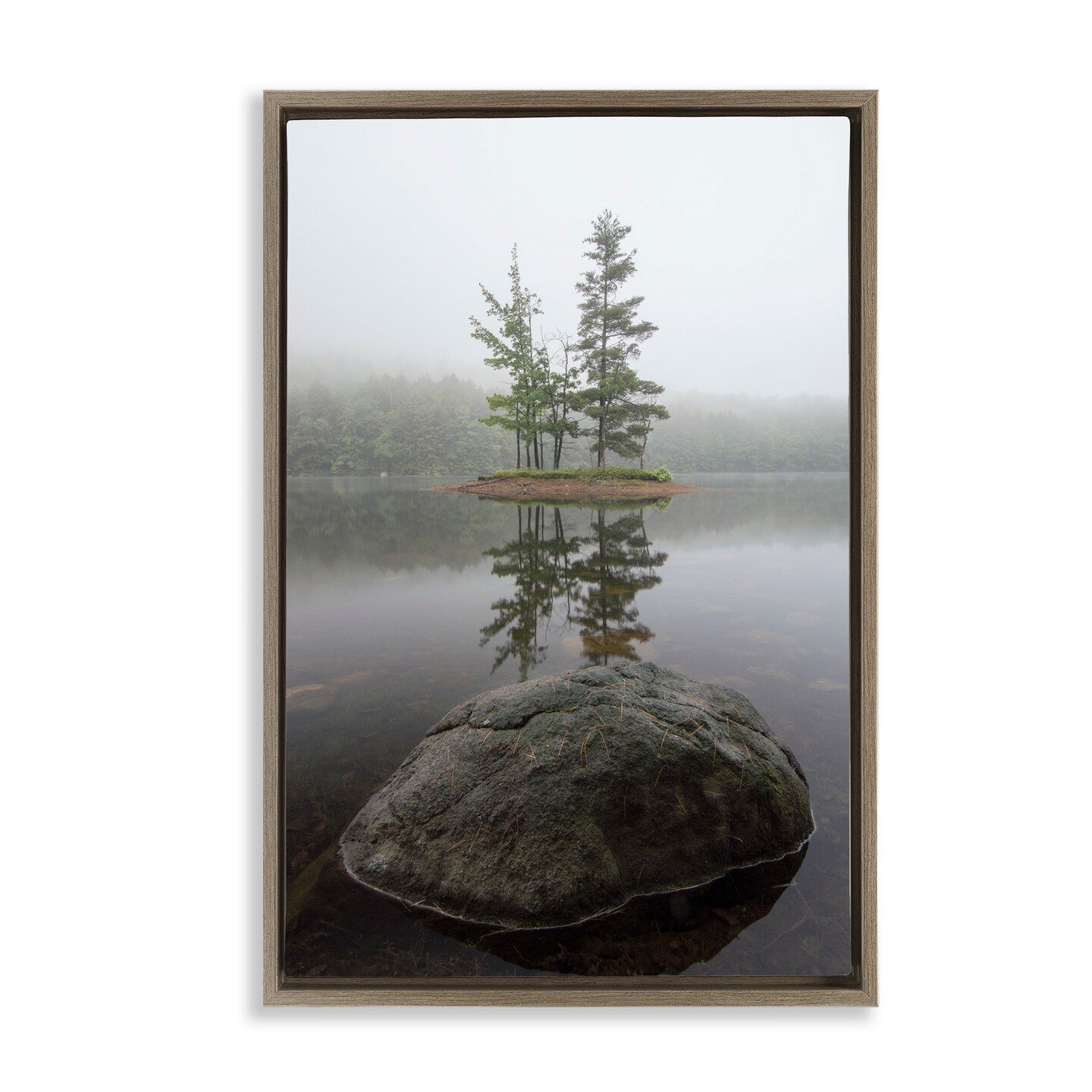 Stupell Industries Duo Trees Lake Reflection Floating Frame, design by James Rodewald