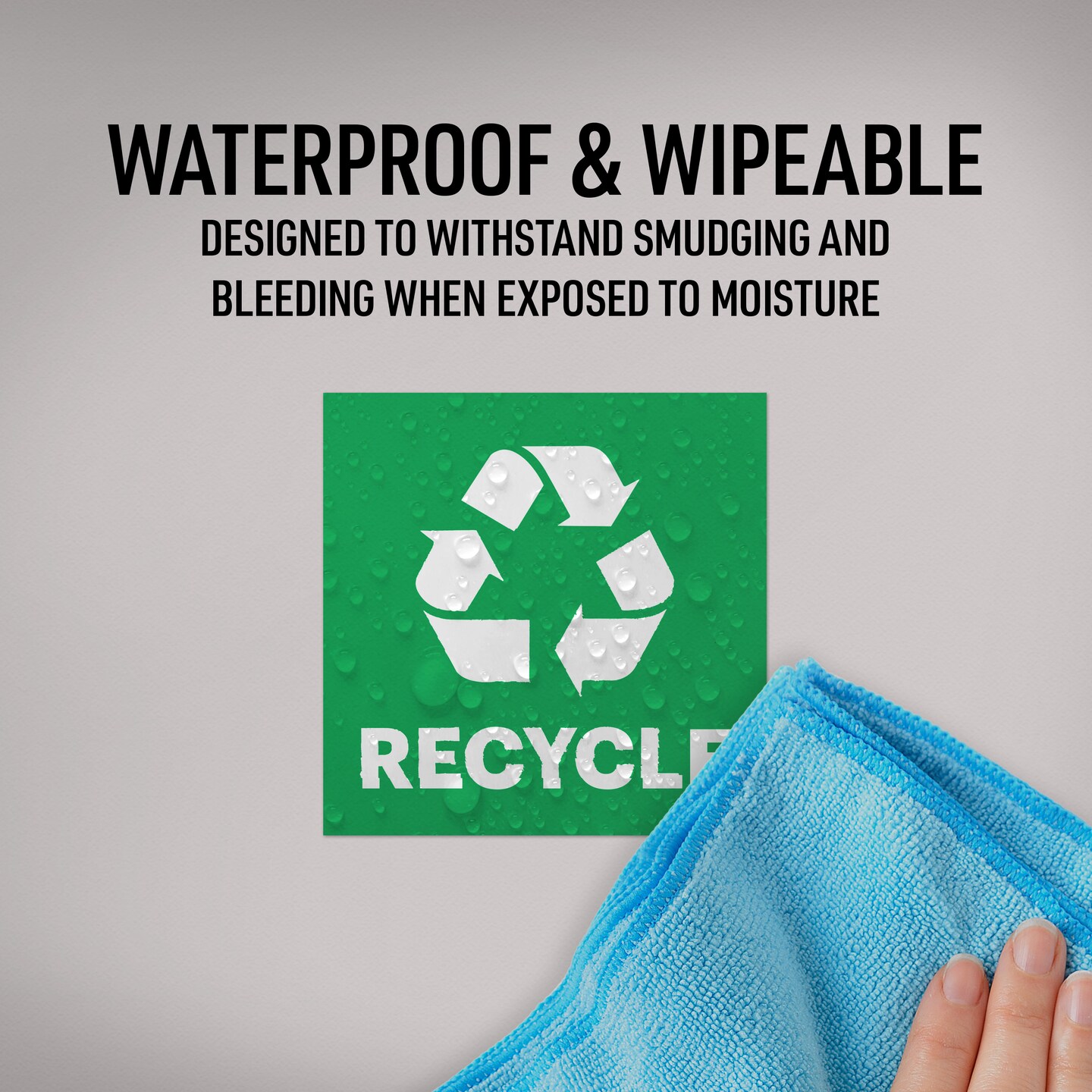 Avery Recycle Stickers, Green Recycle Signs for Bins, Containers, Trash Cans and Walls, Waterproof, UV Resistant, Preprinted, 4" x 4", 8 Total