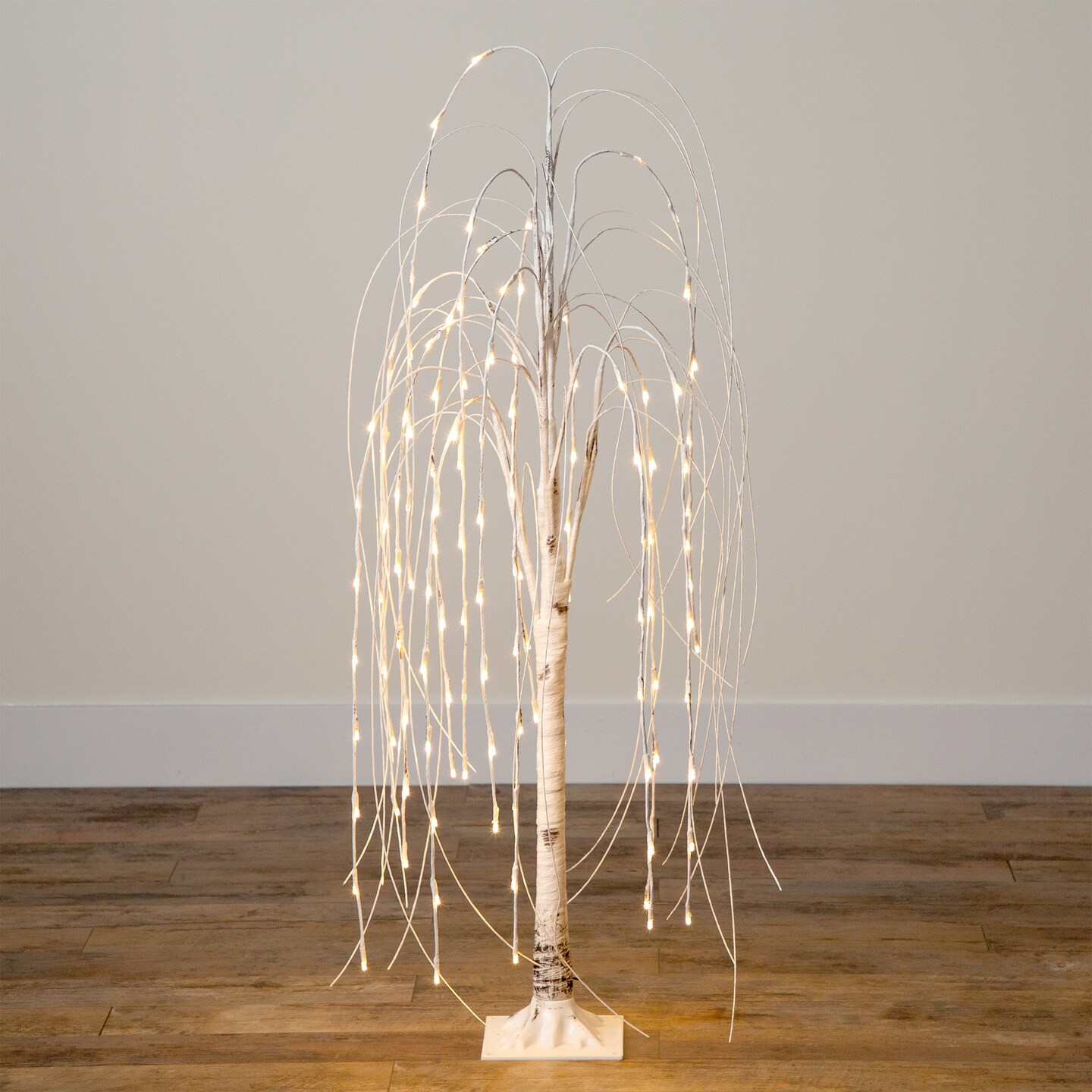 Nearly Natural Pre-Lit Weeping Willow Artificial Christmas Tree - 4' - Warm White LED Lights