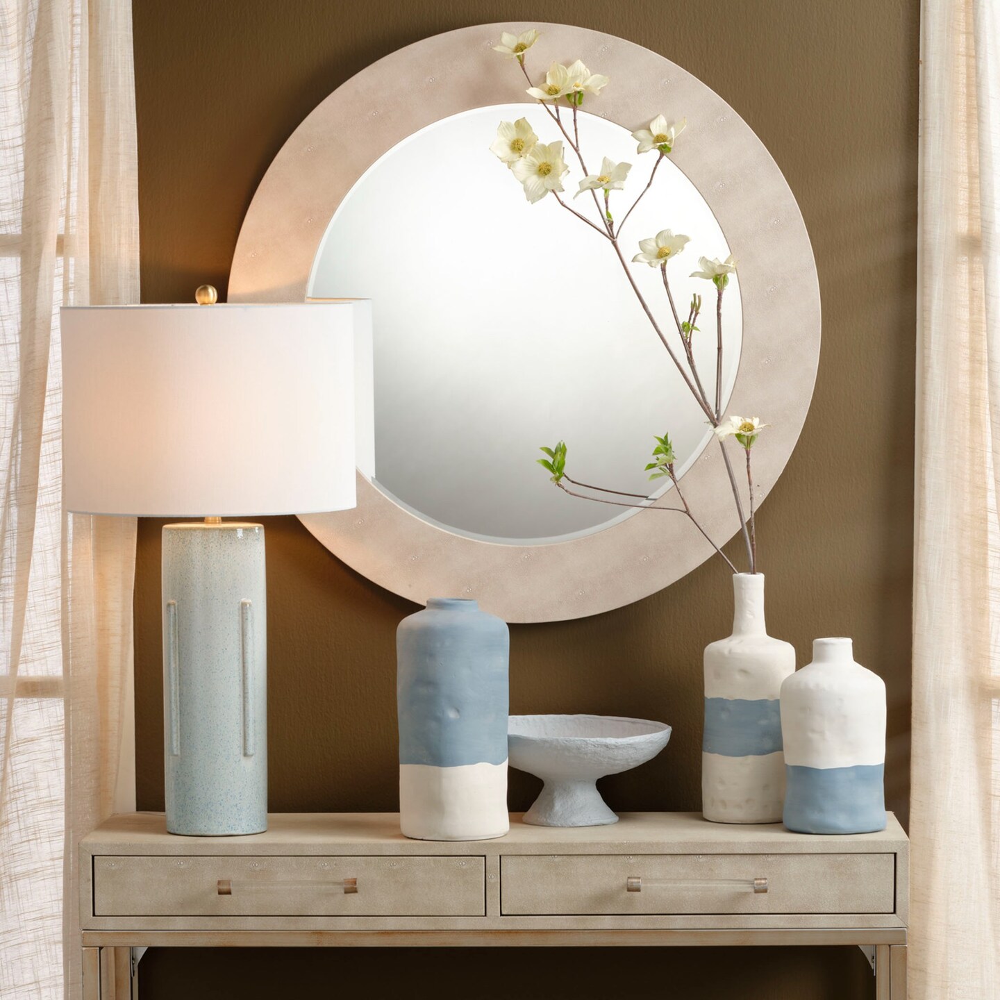 Jamie Young Company Geometric Ceramic Table Lamp - 31.5&#x22; - Blue