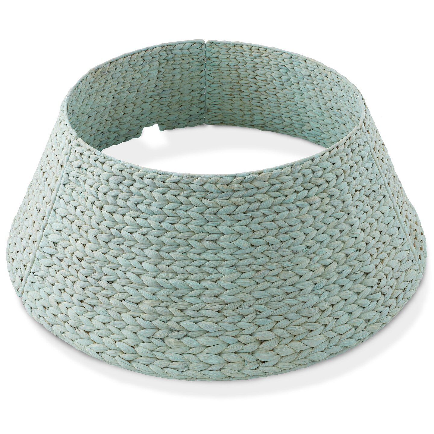 Casafield Christmas Tree Collar, Woven Water Hyacinth Tree Base Cover with Cord Cut Out