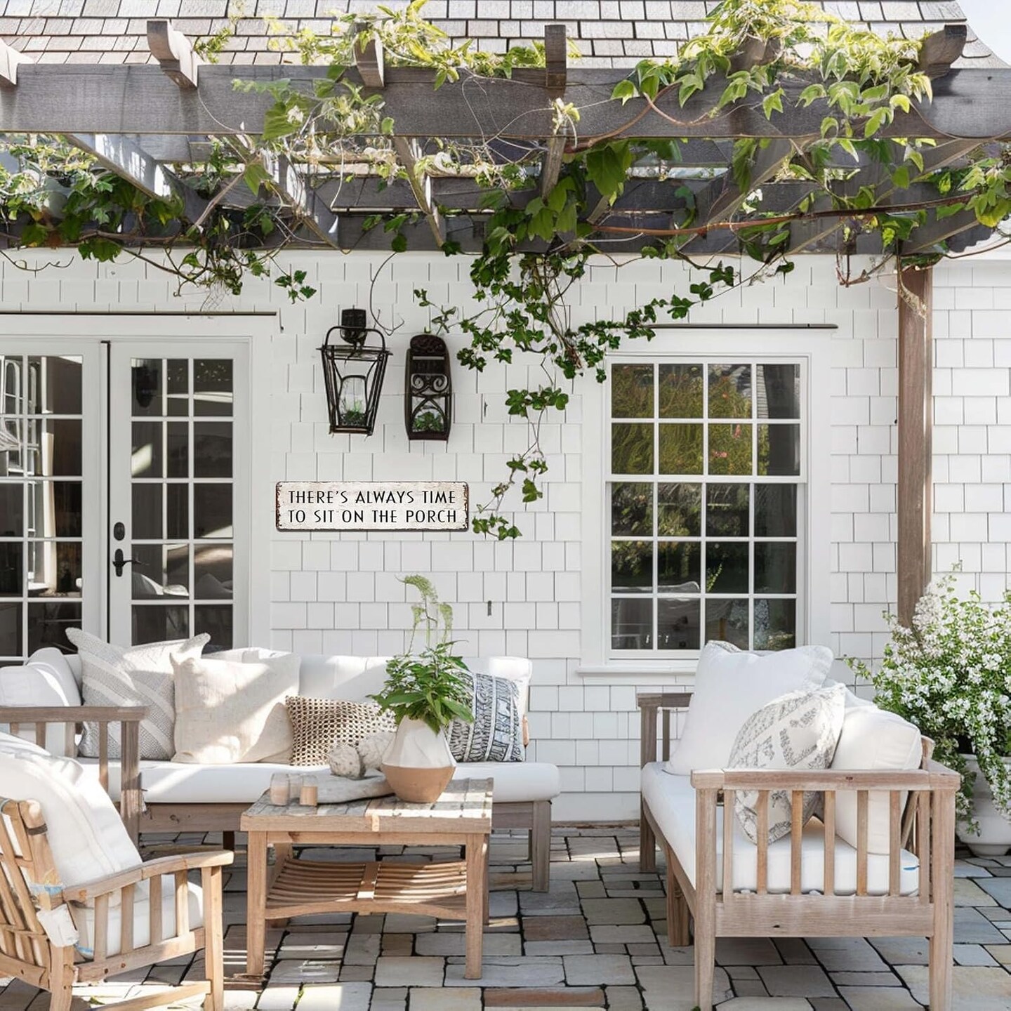 Funny Porch Sign Farmhouse Outdoor Wall Decor There&#x27;s Always Time To Sit On The Porch Sign Vintage Welcome Metal Tin Signs for Front Porch Decor 4x16 Inch